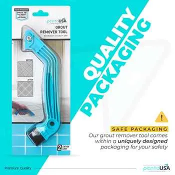 PentaUSA Grout Removal Tool- Removing Caulks for Bathroom, Kitchen, Home (2 Extra Blades)