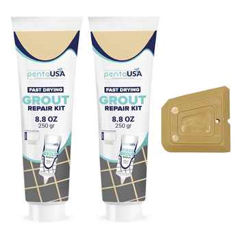 Beige 2 Pack 8.8oz PentaUSA Premixed Grout Repair Set – Renews & Repairs Tile Grout Easily