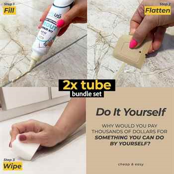 Beige 2 Pack 8.8oz PentaUSA Premixed Grout Repair Set – Renews & Repairs Tile Grout Easily