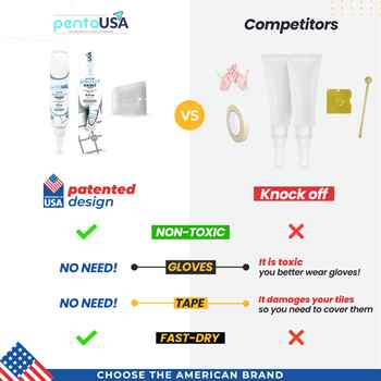 PentaUSA SILVER Glitter Grout Tube, 6 Fl Oz Glitter Fast Drying Grout Paint, Shiny Grout Repair Kit - Renew Grout Lines 