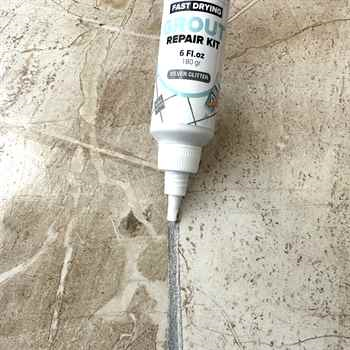 PentaUSA SILVER Glitter Grout Tube, 6 Fl Oz Glitter Fast Drying Grout Paint, Shiny Grout Repair Kit - Renew Grout Lines 