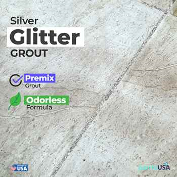 PentaUSA SILVER Glitter Grout Tube, 6 Fl Oz Glitter Fast Drying Grout Paint, Shiny Grout Repair Kit - Renew Grout Lines 