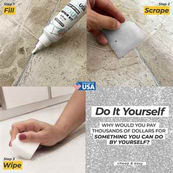 PentaUSA SILVER Glitter Grout Tube, 6 Fl Oz Glitter Fast Drying Grout Paint, Shiny Grout Repair Kit - Renew Grout Lines 
