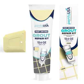 Cream13.4oz / 380gr Tile Grout - Large Grout Filler Repairs Renews Tube,Fast Drying Grout Repair Kit