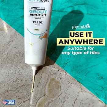 Cream13.4oz / 380gr Tile Grout - Large Grout Filler Repairs Renews Tube,Fast Drying Grout Repair Kit