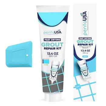 PentaUSA Tile Grout - 13.4oz / 380gr (Blue) Large Grout Filler Repairs Renews Tube, Fast Drying Grout Repair Kit