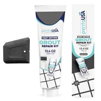 Dark Grey Tile Grout, 13.4oz (380g) - PentaUSA Large Grout Filler, Fast Drying Repair Kit, Odorless Formula