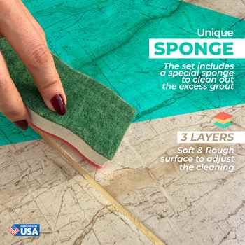 PentaUSA Tile Grout Repair Kit with Removal Tool,Sponge and Spatula 8.8 oz - 250gr BEIGE