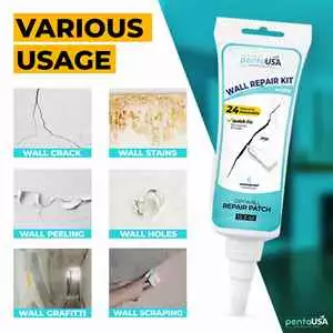 PentaUSA White Drywall Repair Patch Kit, Waterproof, Quick Fix 12.3 oz / 350gr