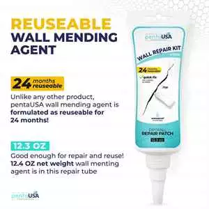 PentaUSA White Drywall Repair Patch Kit, Waterproof, Quick Fix 12.3 oz / 350gr