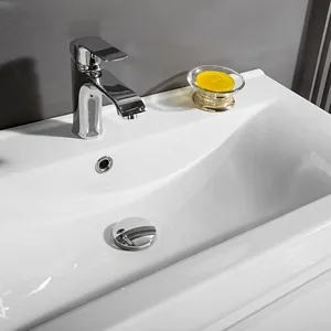 Brick 35" White Bathroom Wall Mounted Cabinet with Porcelain Sink