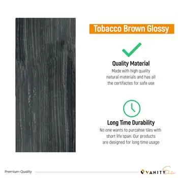 Pallet Porcelain Tile Tobacco Brown Glossy 12"X24" - An Extra 5% of - pallet Qty 512 sqf 