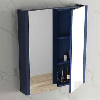 Rafael 30 inch Medicine Cabinet  27-5/8W 31-1/2 H 5 5/8 D Navy Blue Wood Two Doors