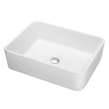 Rectangular Vessel Ceramic Basin 19″ x 15″ - Polished Ceramic Finish, Modern Design
