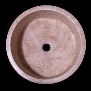 Cherry Hill Bathroom Stone Vessel Sink Marble Crema Marfil Beige Honed H: 6" X Q16" Top Sink