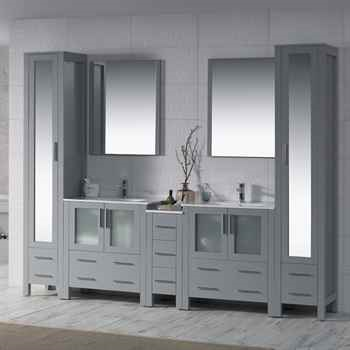 Sierra 102 inch Metal Grey Vanity