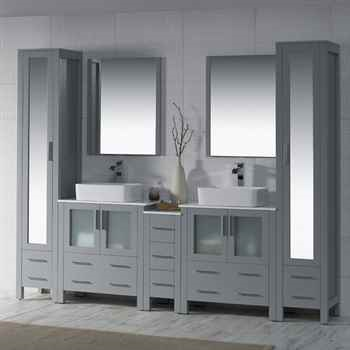 Sierra 102 inch Metal Grey Vanity