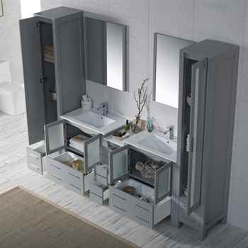 Sierra 102 inch Metal Grey Vanity