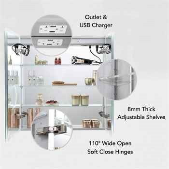Snape LED Medicine Cabinet with Clock 30 31 Aluminum One Door