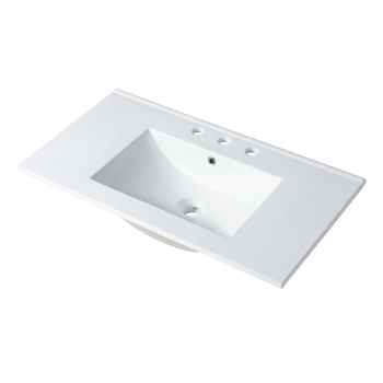 Sophisticated Top-Mount Ceramic Basin Sink, 36"x18", Three Holes, 8" Spread, cUPC Certified