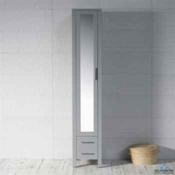 Sweeney 15" Mirror Linen Cabinet in Metal Grey - Luxury Storage Solution