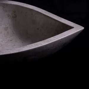 Middletown Teardrop Stone Vessel Sink Marble, Light Beige Honed H: 6" X W: 26" X L: 16" Top Sink
