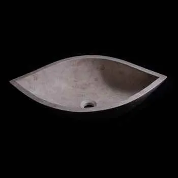 Middletown Teardrop Stone Vessel Sink Marble, Light Beige Honed H: 6" X W: 26" X L: 16" Top Sink