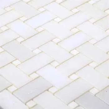 Thassos Basketweave Mosaic Polished With Thassos Dot Marble 12"x12" (1"x2" Chip Size) - <b>Extra 7% off</b>