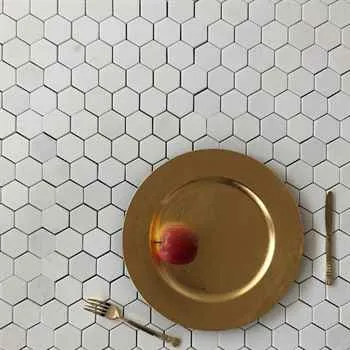 Thassos Hexagon Marble Polished Sheet Size: 9.75"x12.5" (2" Chip Size) - 