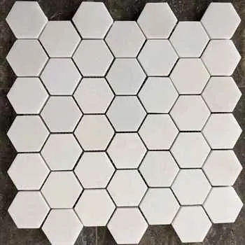 Thassos Hexagon Marble Polished Sheet Size: 9.75"x12.5" (2" Chip Size) - 