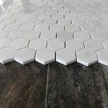 Thassos Hexagon Marble Polished Sheet Size: 9.75"x12.5" (2" Chip Size) - 