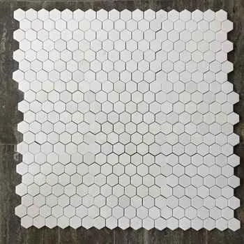 Thassos Hexagon Marble Polished Sheet Size: 9.75"x12.5" (2" Chip Size) - 
