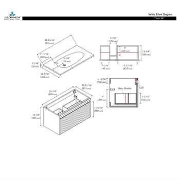 Torino 36 inch Glossy White Vanity With Droplet-Shaped Basin 