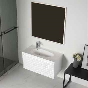Torino 36 inch Glossy White Vanity With Droplet-Shaped Basin 