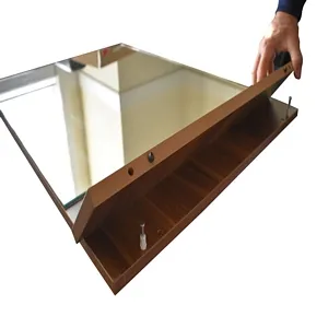 TroiaUS Newark Bathroom Mirror For Wall Walnut Shelves 23.7