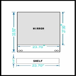 TroiaUS Newark Bathroom Mirror For Wall Walnut Shelves 23.7