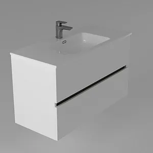 Vallessi 31 4/8" Shiny White Double Drawer Bathroom Cabinet