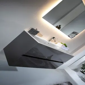 Vallessi 39 3/8" Gray Double Drawer Bathroom Cabinet