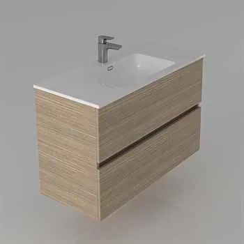 Vallessi 39 3/8" Light Zebrano Double Drawer Bathroom Cabinet