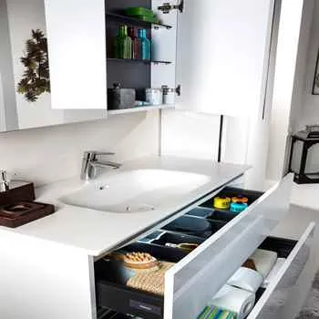 Vallessi 39 3/8" Shiny White Double Drawer Bathroom Cabinet