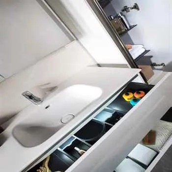 Vallessi 39 3/8" Shiny White Double Drawer Bathroom Cabinet