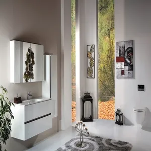 Vallessi 39 3/8" Shiny White Double Drawer Bathroom Cabinet