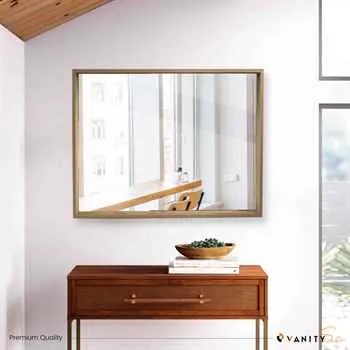 VANITY SALE Nara Hidden Shelf Mirror –  Large Bathroom Mirror with Small Frame, Contemporary Wall Mirrors W 35½  Inches