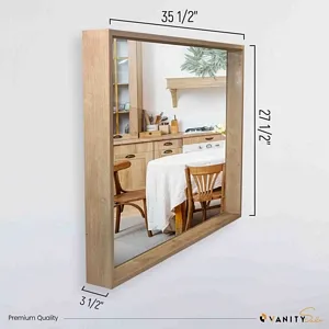 VANITY SALE Nara Hidden Shelf Mirror –  Large Bathroom Mirror with Small Frame, Contemporary Wall Mirrors W 35½  Inches