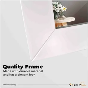 VANITY SALE  Otto 48 inches White Framed Bathroom Mirror– Wall Mounted Mirrors, Rectangular 2 inch Frame Untouched Paint