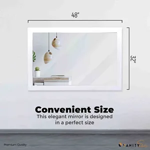 VANITY SALE  Otto 48 inches White Framed Bathroom Mirror– Wall Mounted Mirrors, Rectangular 2 inch Frame Untouched Paint