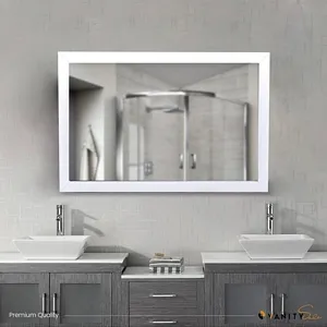VANITY SALE  Otto 48 inches White Framed Bathroom Mirror– Wall Mounted Mirrors, Rectangular 2 inch Frame Untouched Paint