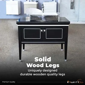 VANITY SALE Trenton Black / Silver Bathroom Cabinet – Engineer Wooden 36 inches Frame With 2 Doors