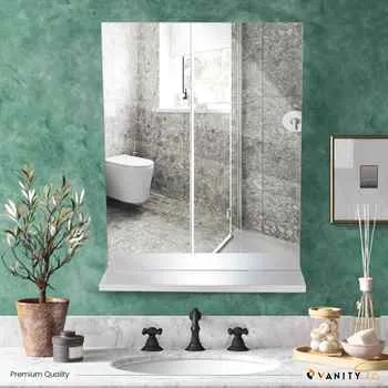 Vanitysale Bathroom Mirror 23.6 inch White Shelve Mirror