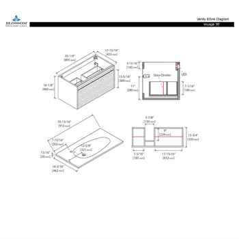 Violet 36″ Glossy White Vanity With Droplet-Shaped Basin (LED Illuminated)